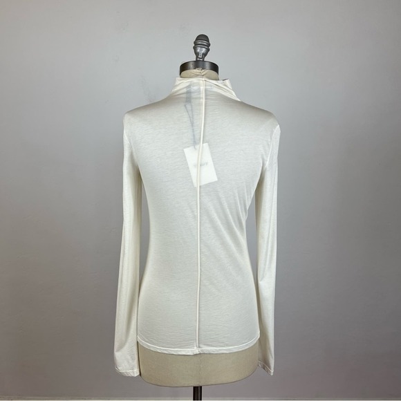Theory Ivory Basic Cashmere blend Mock Neck Turtle Neck T-Shirt - Picture 5 of 8